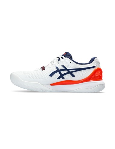 Asics -Asics Gel-Resolution 9 White Orange Sneakers