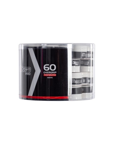 Black Crown -Cubo x60 Overgrips Perforados Black Crown A000456 Blanco
