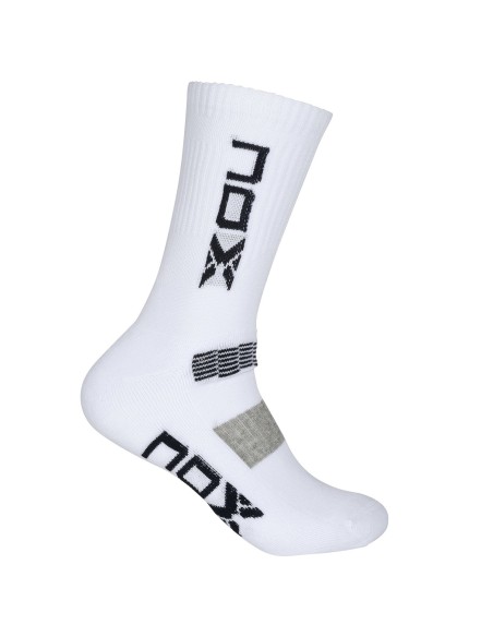 Nox -CALCETINES TﾉCNICOS MEDIA CAﾑA NOX BLANCO LOGO GRIS VERTICAL CAHMCBLVG
