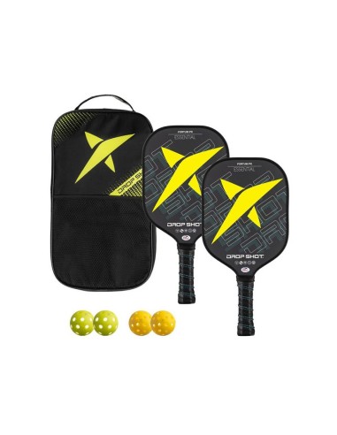 Drop Shot -Pack of 2 Pickleball Fortum 1.0 + 4 Dropshot Outdoor balls