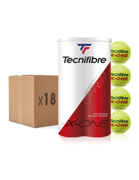TECNIFIBRE -Gaveta 36 latas Tecnifibre (18 bipacks) de 4 bolas de tubo X-One Pet