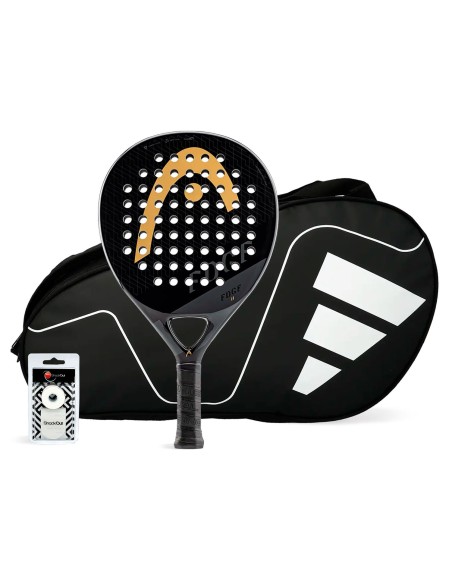 Head -Pacote Head Edge II Preto + Bolsa para raquete de padel Adidas Carbon CTR Branco Head -Pacote Head Edge II Preto + Bolsa para raquete de padel Adidas Carbon CTR Branco