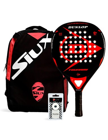 Dunlop -Pack Dunlop Tsunami Red Mochila Siux Mini