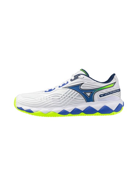 Mizuno Wave Enforce Tour 2 Clay Court Blanco/Azul/Amarillo Flúor | PadelMania