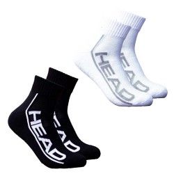 Head 2p Stripe Quarter Socks Black White