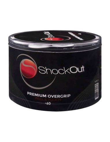 ShockOut Padel -Drum 60 Overgrips Premium Smooth White Black