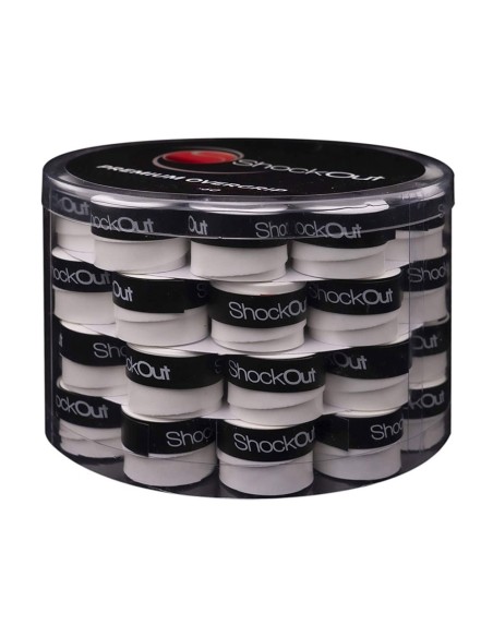 ShockOut Padel -Tambor 60 Overgrips Premium Smooth Branco Preto